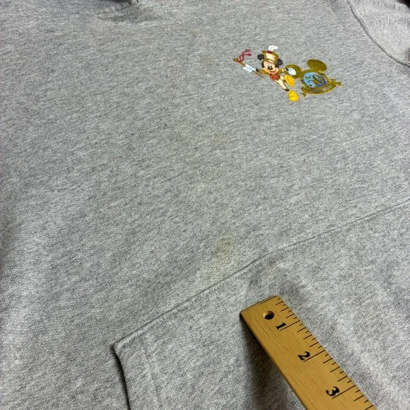 Disney World 50th Anniversary Mickey Mouse Hoodie Mens Small Gray Pullover - Picture 8 of 9